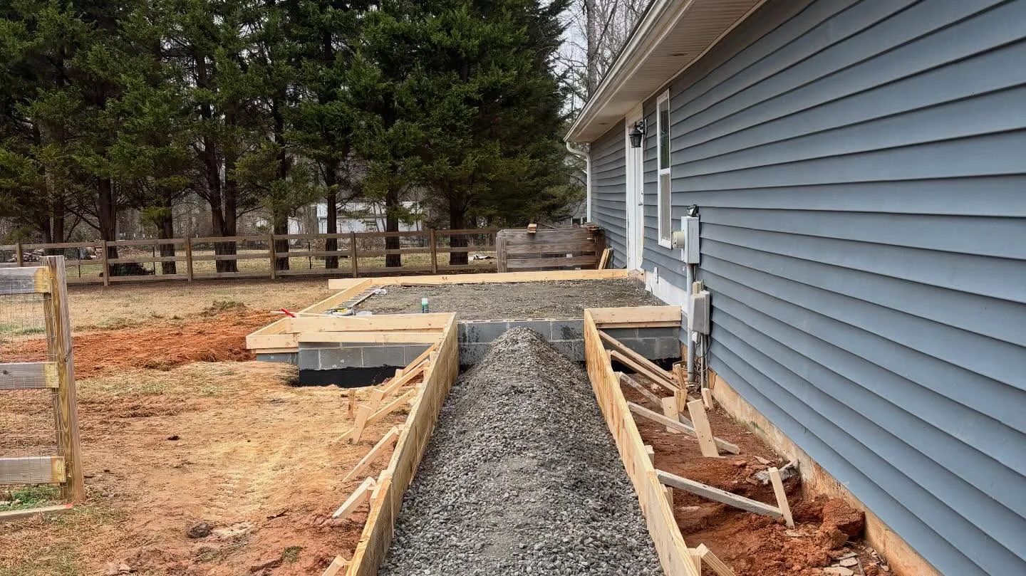 Timber formwork and prepared base for the walkway