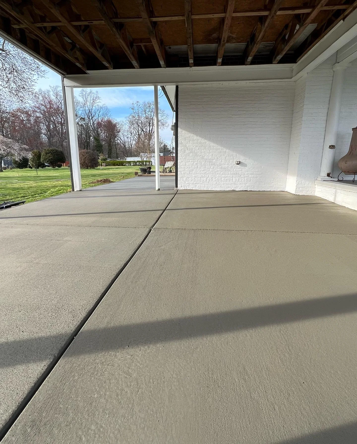 Finished concrete porch with clean joint lines